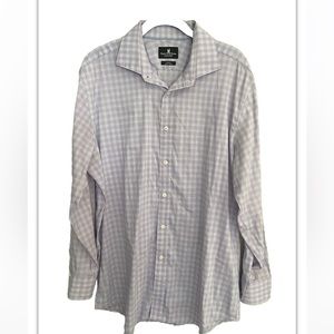 Psycho bunny modern fit stretch non iron plaid button down shirt 16.5